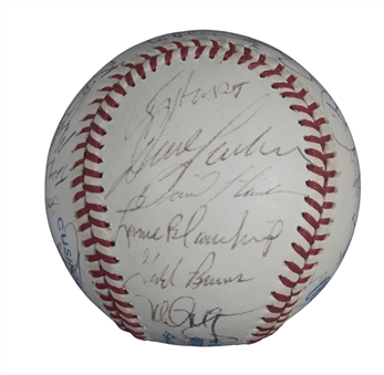 1989 World Series Champion Oakland As Team Signed OAL Brown Baseball With 30 Signatures Including McGwire, LaRussa & Eckersley (JSA)